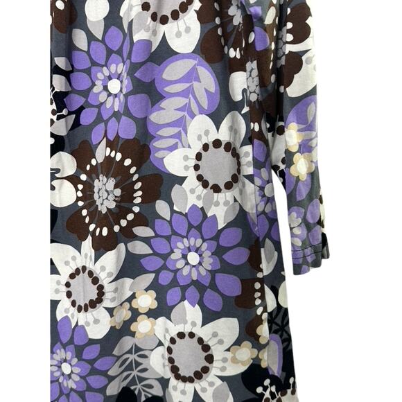 Hanna Andersson Purple & Gray Floral Long Sleeve Shift Dress FALL 120 US 6-7 - Picture 3 of 7
